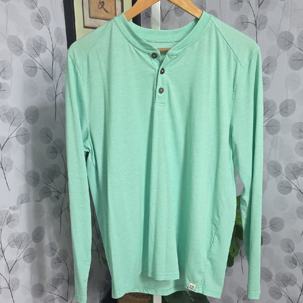 Fair Harbor Men’s Performance Henley - Seafoam Green - Size M - Picture 4 of 7